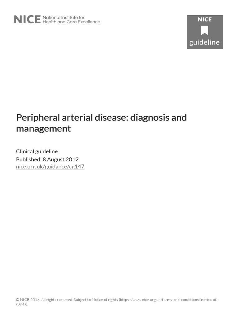 Peripheral Arterial Disease Diagnosis and Management | PDF ...