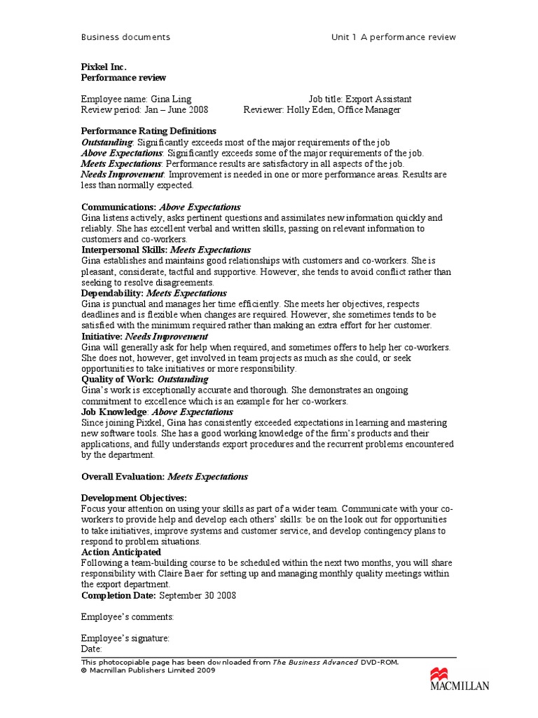 Unit 1 A Performance Review | PDF | Employment | Applied Psychology