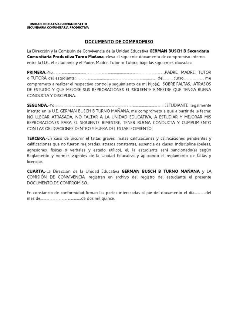 Compromiso Escolar en U.E. German Busch B | PDF | Gobierno ...