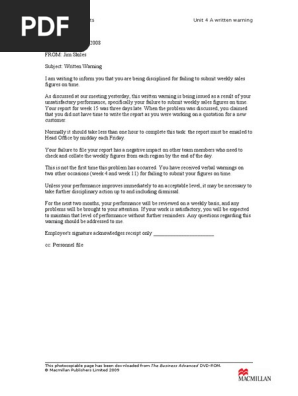 Unit 4 A written warning