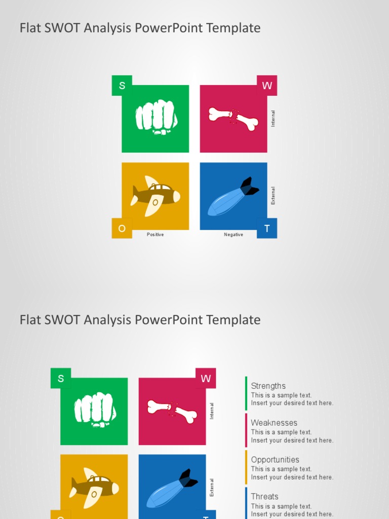 Flat Swot Analysis Powerpoint Template: Positive Negative | PDF | Swot ...