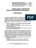 CONCURSO POSCONFLICTO Simulacro Pruebas Conocimientos Pedagogicos CUESTIONARIO II