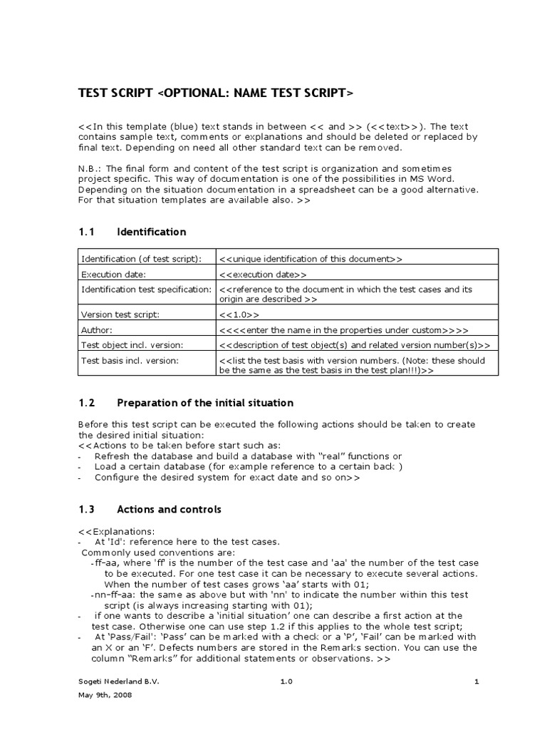 Test Script Template for Software Testing | PDF | Computing | Software