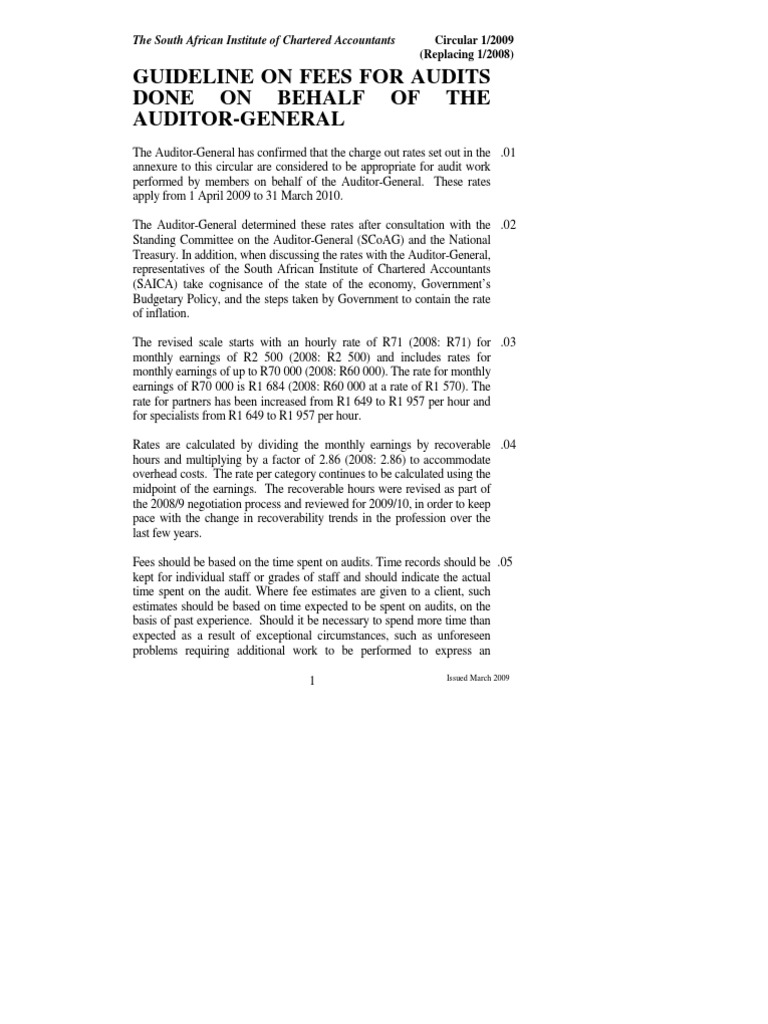 Audit Fee Guidelines for 2009-2010 | PDF | Audit | Financial Audit