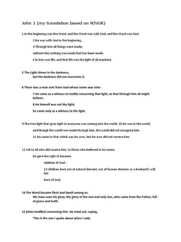John 1: The Word and the Light | PDF | Philosophy | Religion & Spirituality