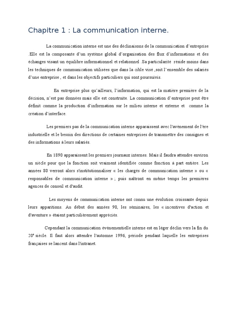 La communication interne en entreprise | PDF | Rétroaction positive ...