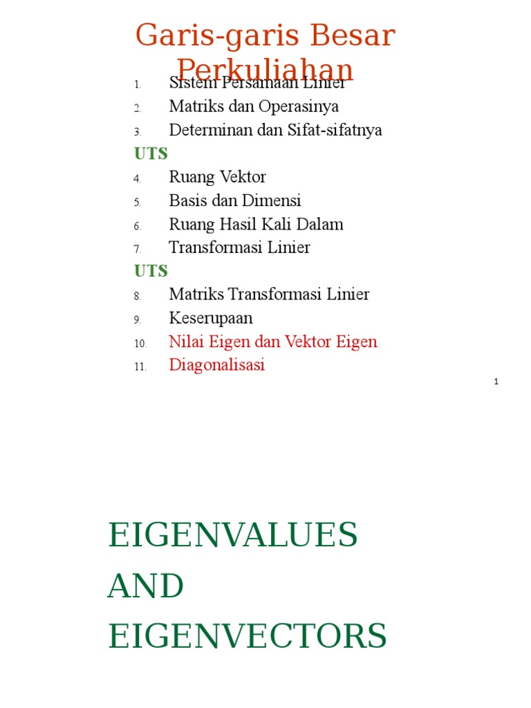 Nilai dan Vektor Eigen Matrik | PDF | Eigenvalues And Eigenvectors ...