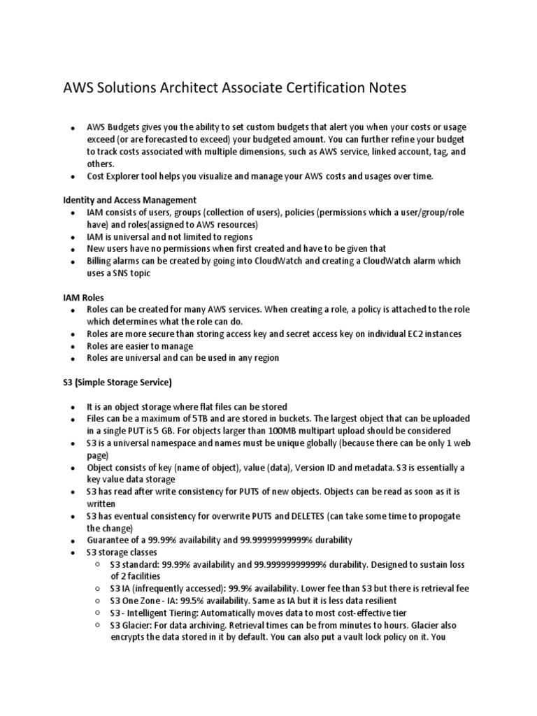 AWS Solutions Architect Associate Notes | PDF | Domain Name System ...
