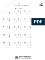 Multiplication: 2 Digits by 1 Digit Sheet 1