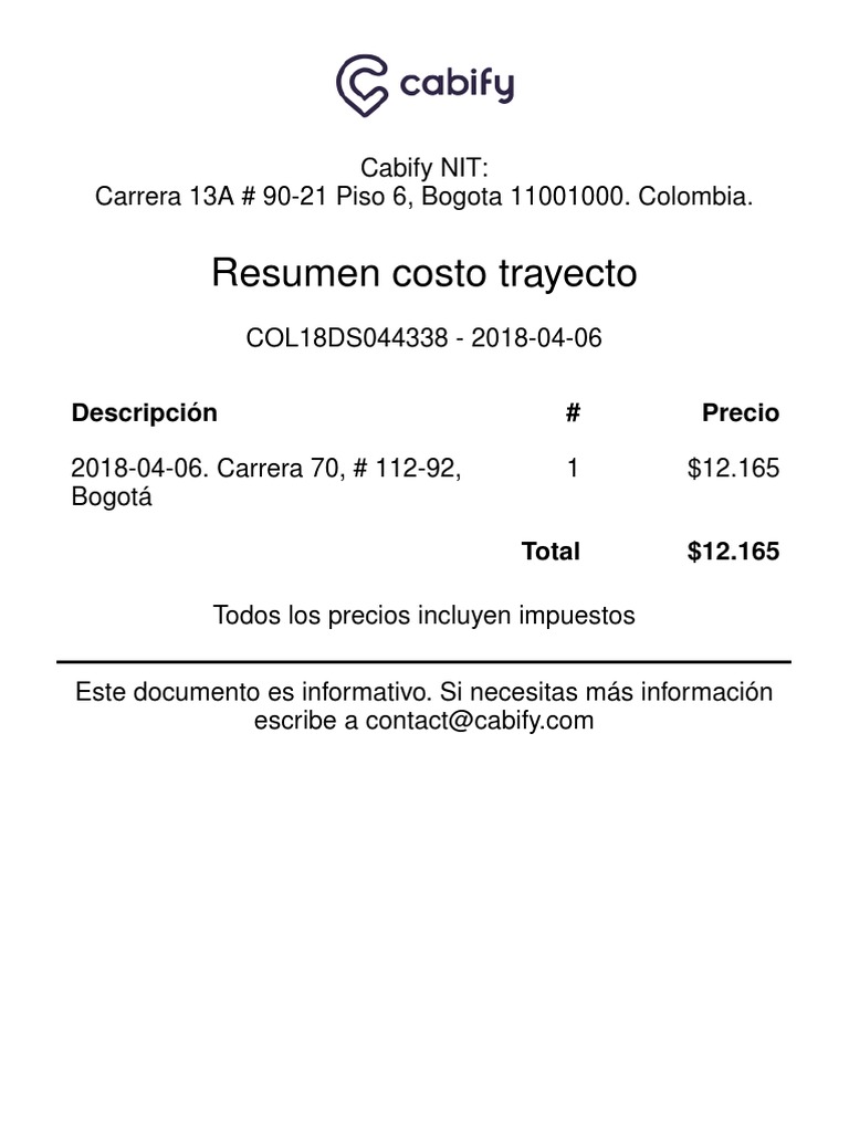 Cabify Factura | PDF