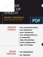 Words Endings (English Parts of Speech)