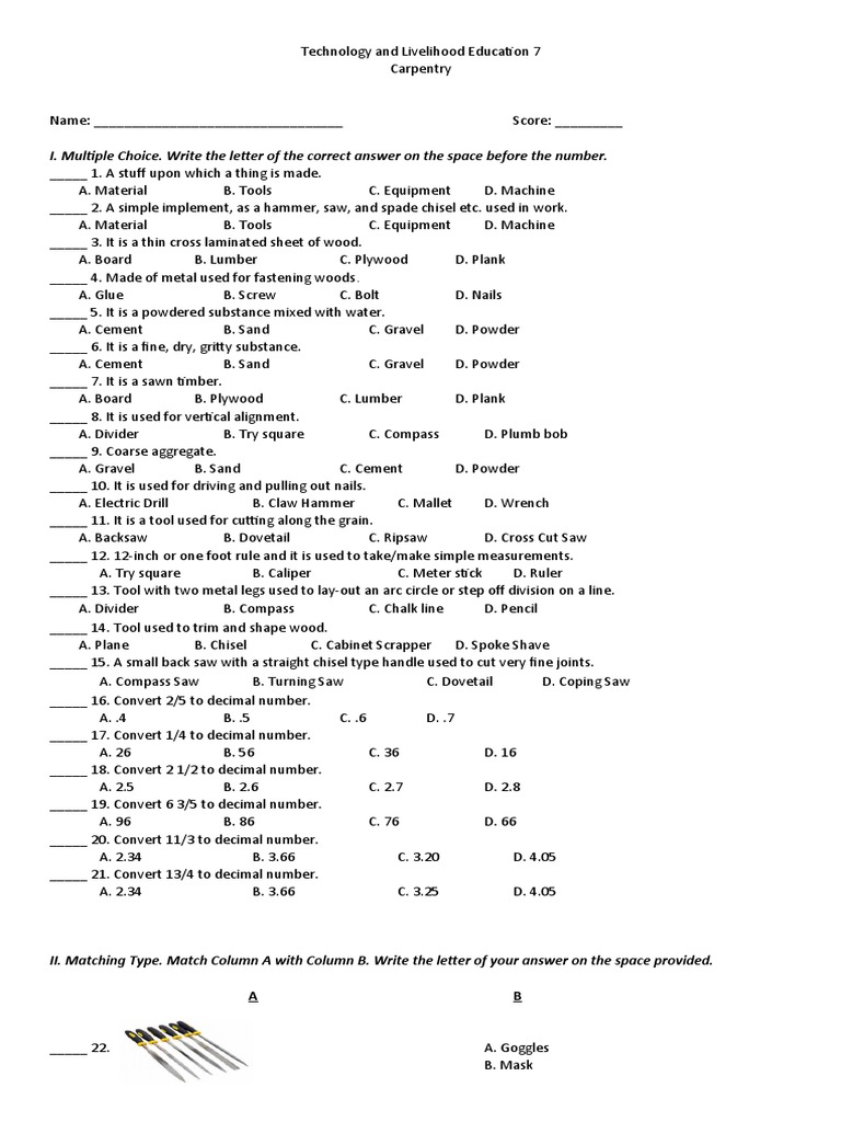 Technology and Livelihood Education 7 | PDF | Lumber | Screw