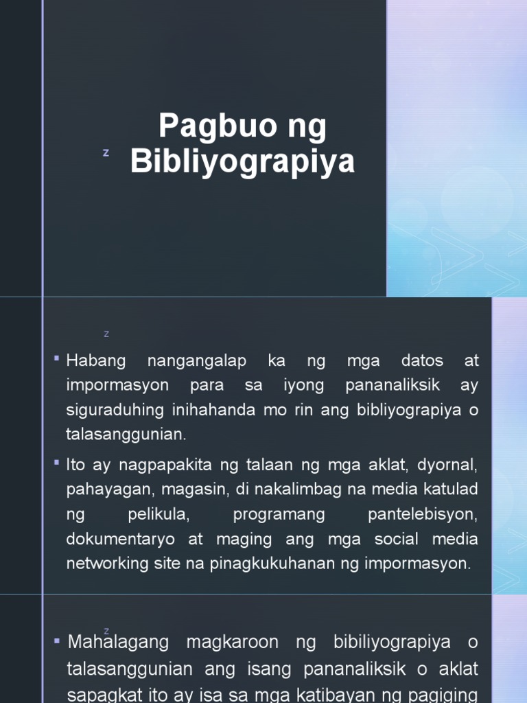 Mga Hakbang Sa Paggawa Ng Pansamantalang Bibliograpiya - depaggo