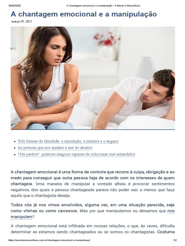 Entendendo a Chantagem Emocional | PDF | Sentimento | Emoções