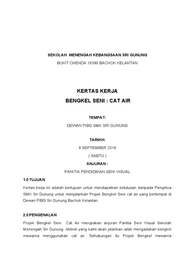 Kertas Kerja Bengkel Seni Ayu