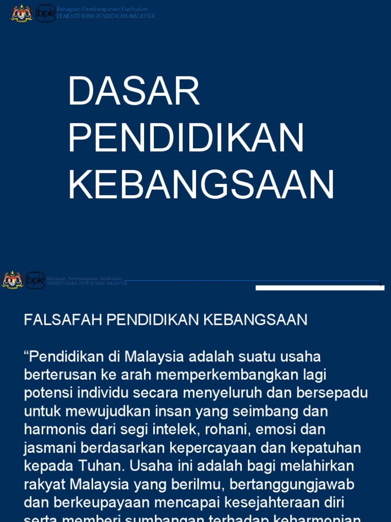 Dasar Pendidikan Kebangsaan Pdf