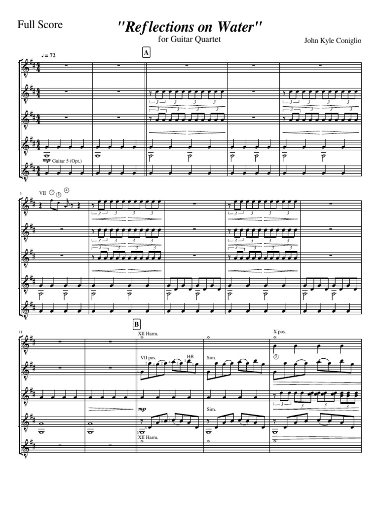 Reflections On Water Guitar Quartet | PDF
