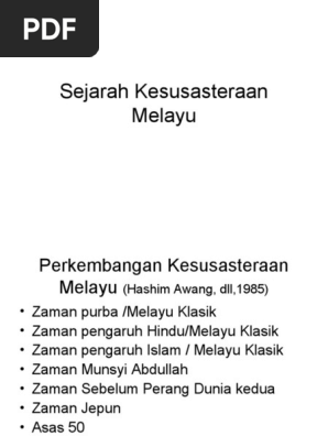 Sejarah Kesusasteraan Melayu Pdf