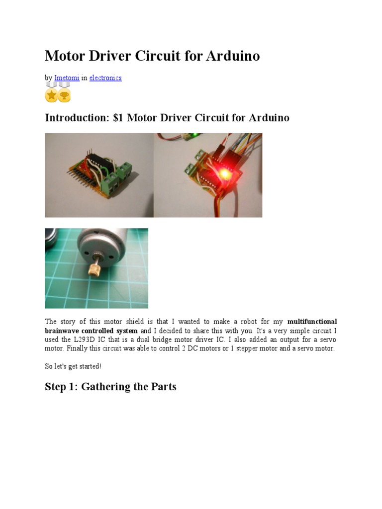 Motor Driver Circuit For Arduino | PDF | Arduino | Electric Motor