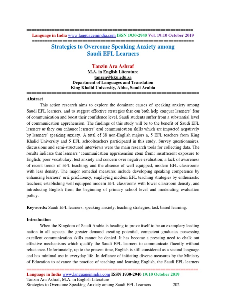 Strategies To Overcome Speaking Anxiety PDF | PDF | English As A Second ...