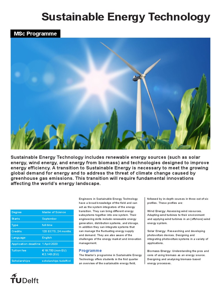 Master's in Sustainable Energy Tech | PDF | Sustainable Energy | Solar ...