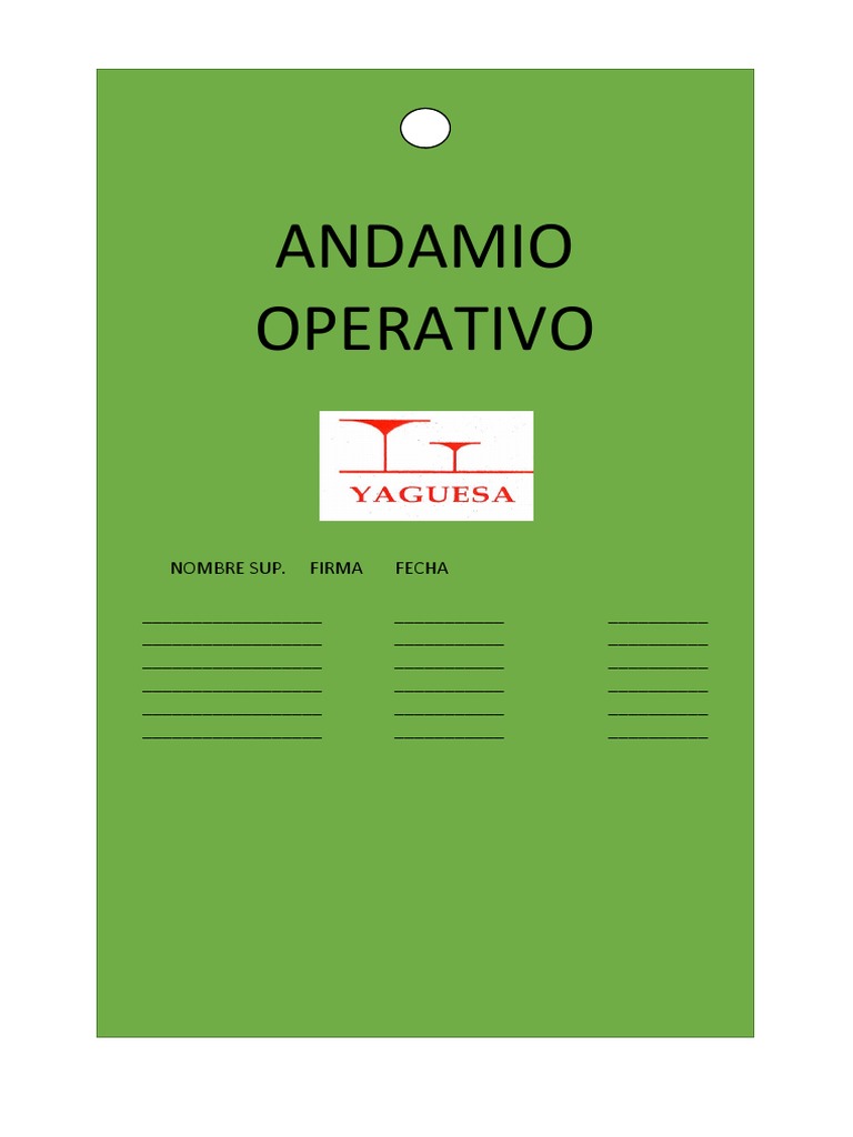 Tarjeta Verde Andamio Pdf