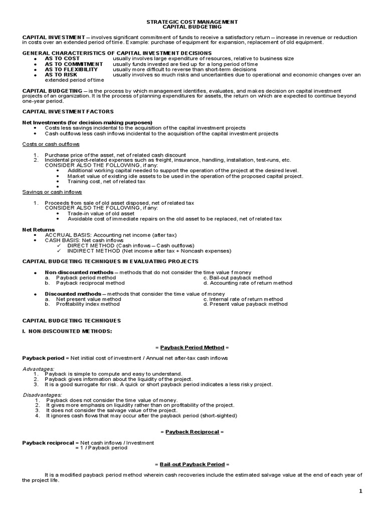 Capital Budgeting Techniques Explained | PDF | Internal Rate Of Return ...