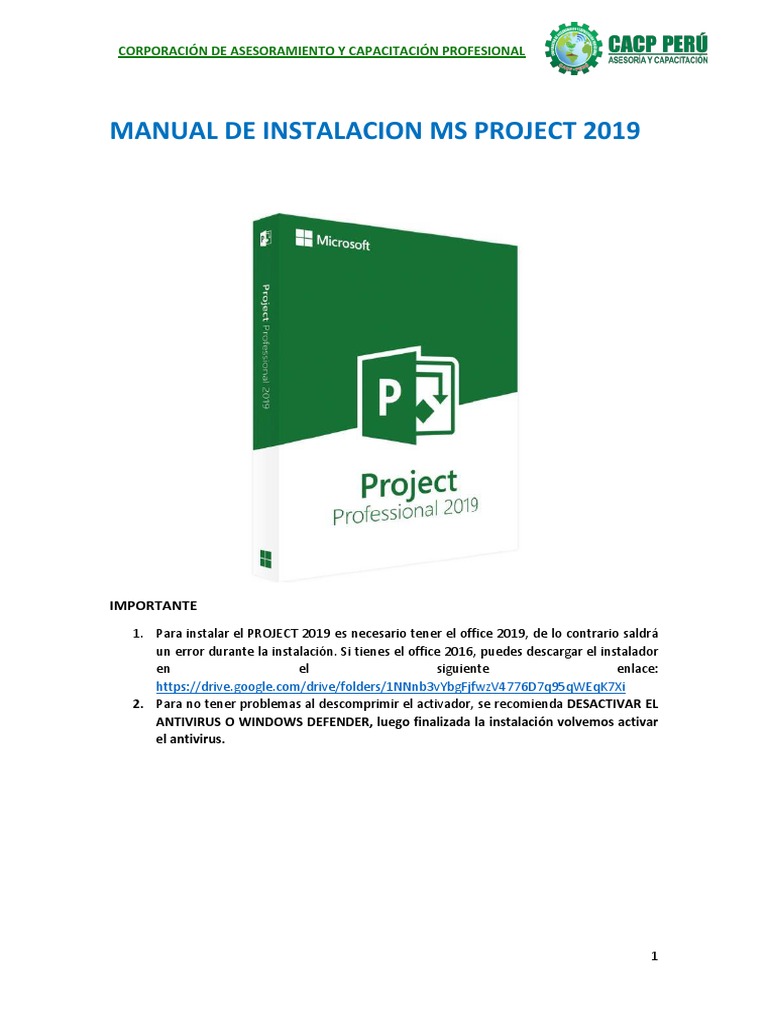 Guía de Instalación de MS Project 2019 | PDF | Familias de sistemas ...