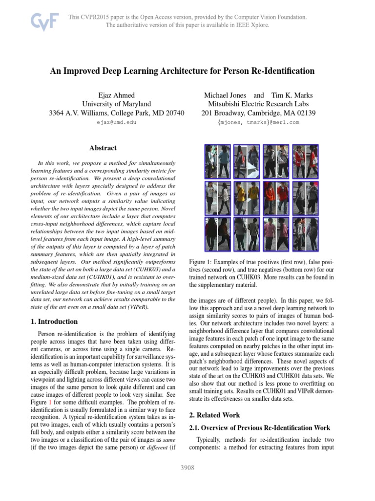 Deep Learning for Person Re-Identification | PDF | Areas Of Computer ...