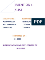 Assiagnment On:-Checklist: Shri Mata Vaishno Devi College of Nursing
