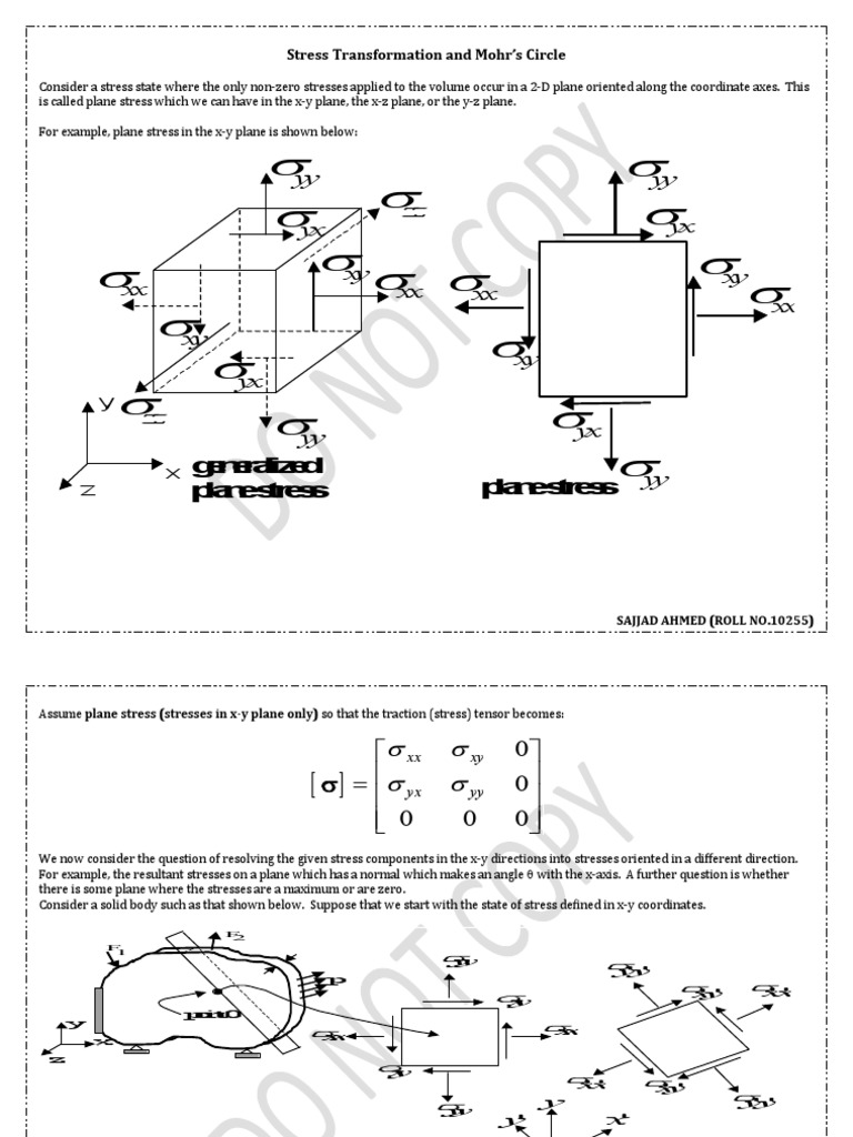 Plane Stress Transformation and Mohr's Circle | PDF | Stress (Mechanics ...