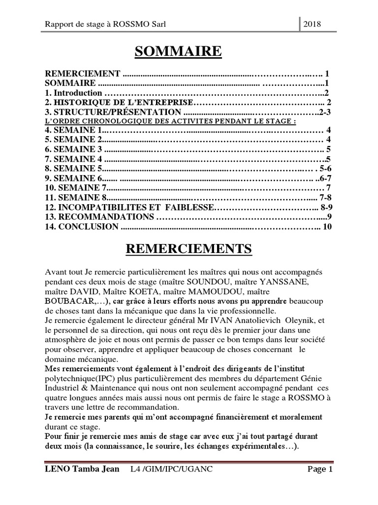 Rapport De Stage Mecanique Automobile Dans Un Garage Pdf MON RAPPORT de Stage | PDF | Transmission (Mécanique) | Atmosphère de la  Terre