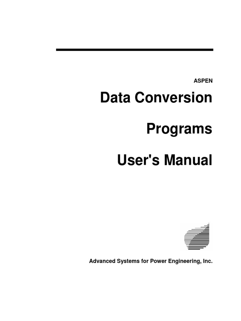 Data Conversion Programs User's Manual Aspen PDF Computer Program