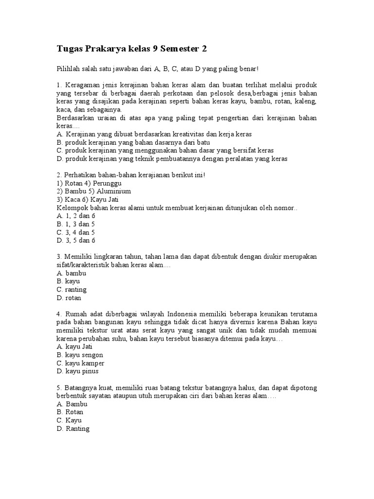 Tugas Prakarya Kelas 9 Semester 2 Pdf