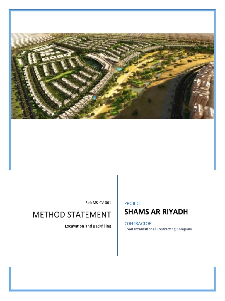 Excavation and Backfilling Method Statement | PDF | Hazards ...