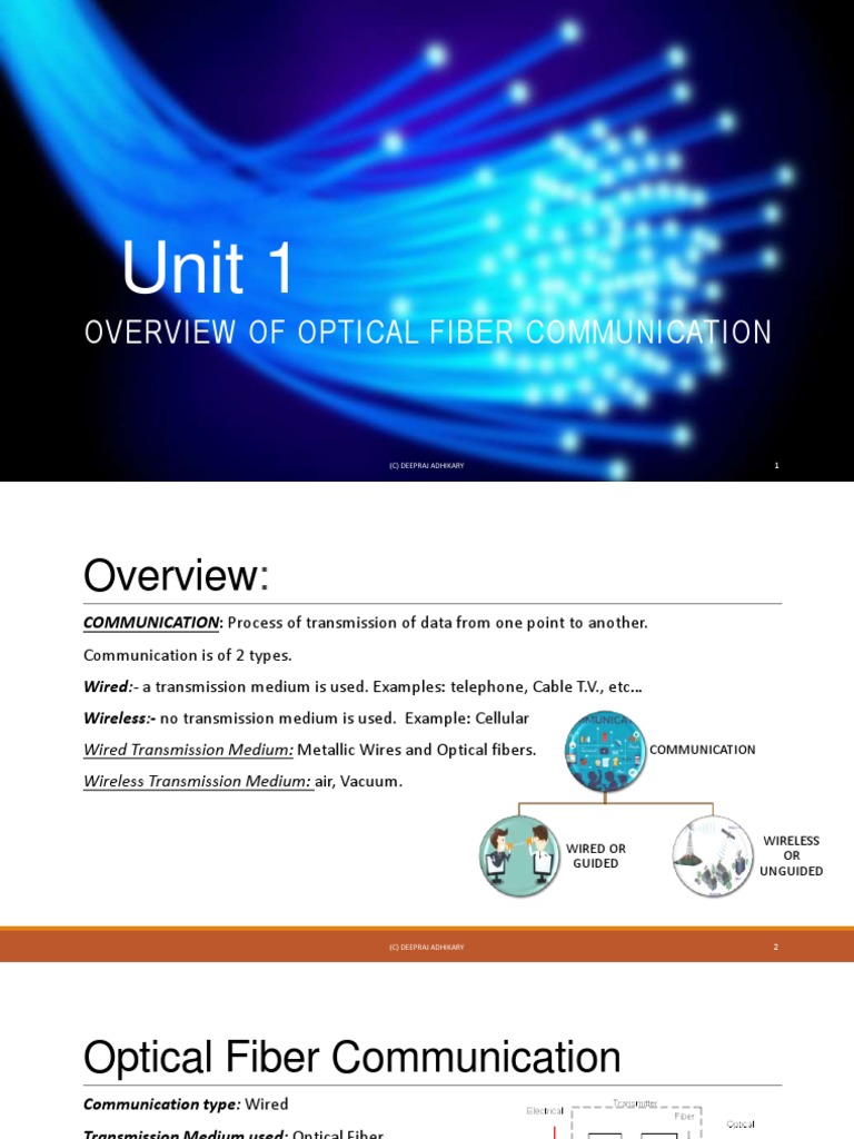 Unit 1: Overview of Optical Fiber Communication | PDF | Transmission ...