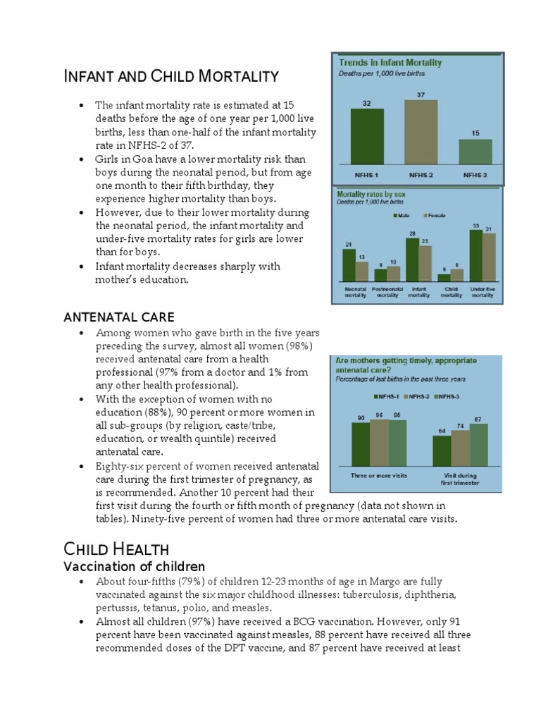 Goa Infant and Child Health Statistics | PDF | Infant Mortality ...