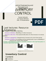 Inventory Control: Industrial Engineering and Management ME3L504