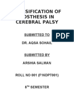 Classification of Posthesis in Cerebral Palsy: Submitted To Dr. Aqsa Sohail