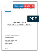 Case Analysis On Vishakha vs. State of Rajasthan: Submitted To: Dr. Inderpreet Kaur DATE: 11th February 2020