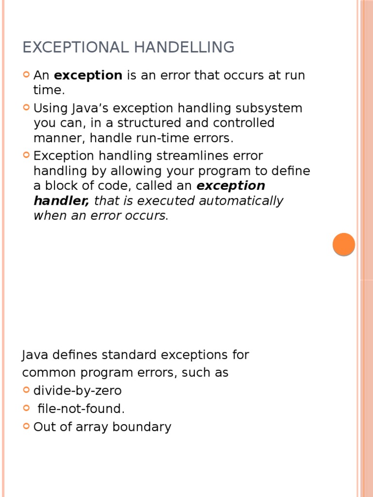 Exceptional Handling In Java Gfg