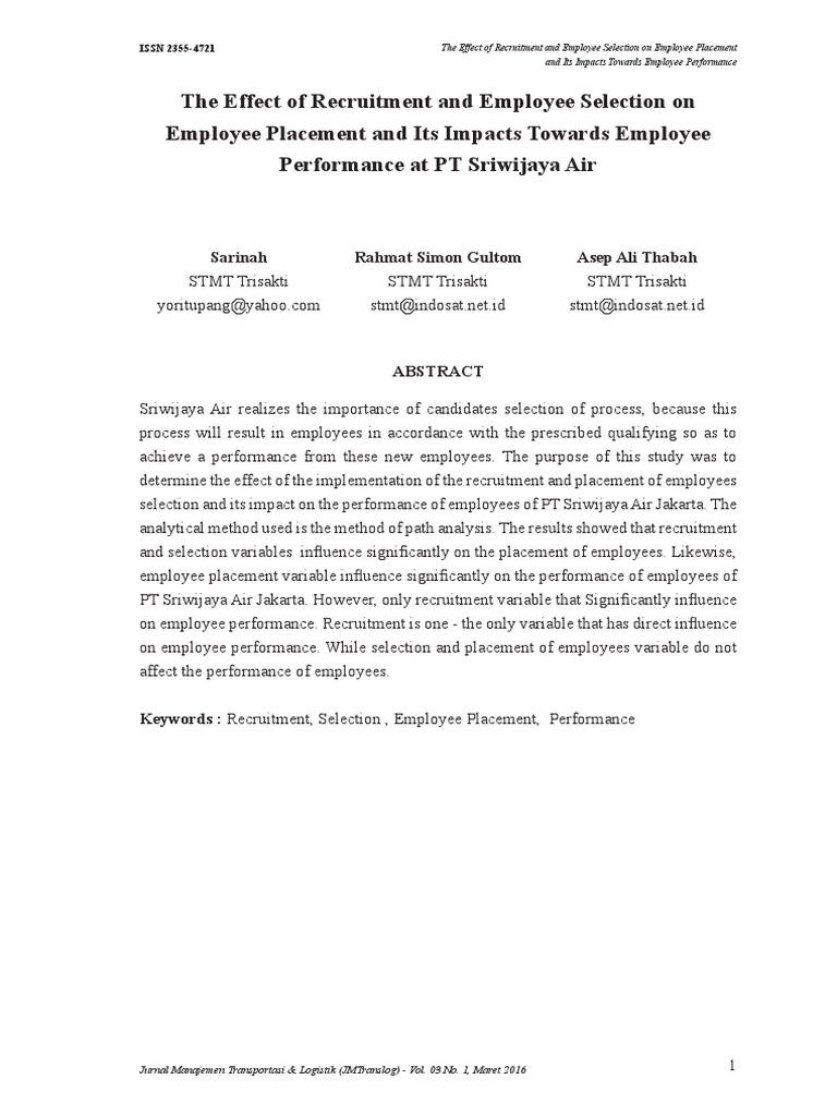 The Effect of Recruitment and Employee Selection o | PDF | Recruitment ...