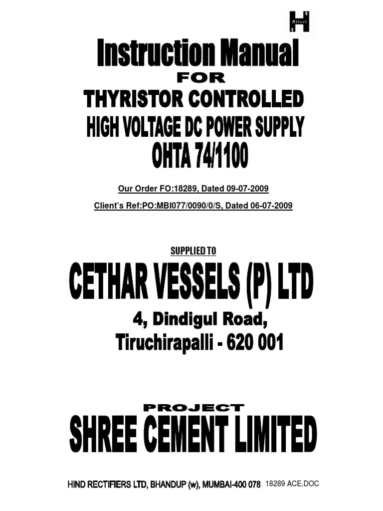 ESP Power Supply Unit Manual | PDF | Rectifier | Transformer