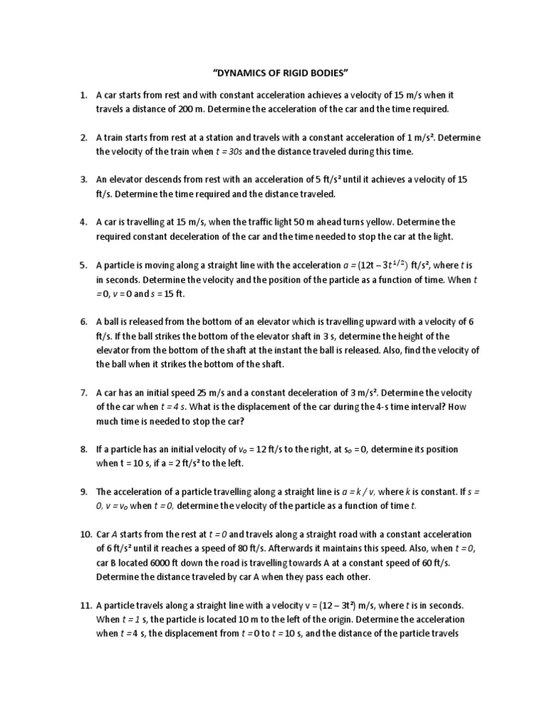 Dynamics of Rectilinear Motion Analysis | PDF | Acceleration | Velocity