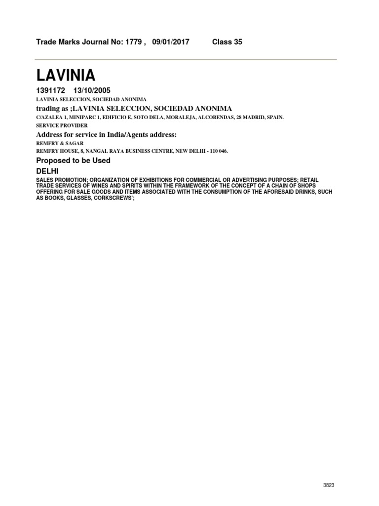 Trademark Journal 1779 Class 35 Page 3869 PDF PDF Retail Advertising