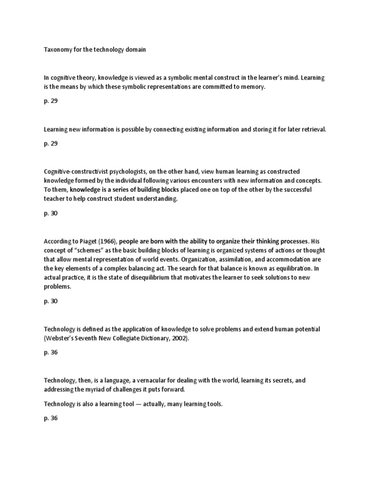 Taxonomy For The Technology Domain | PDF