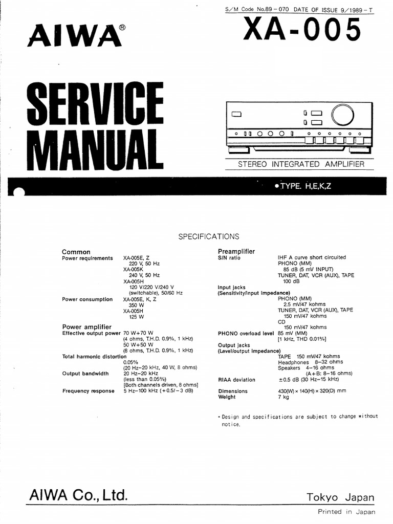 Aiwa Xa-005 Service en | PDF