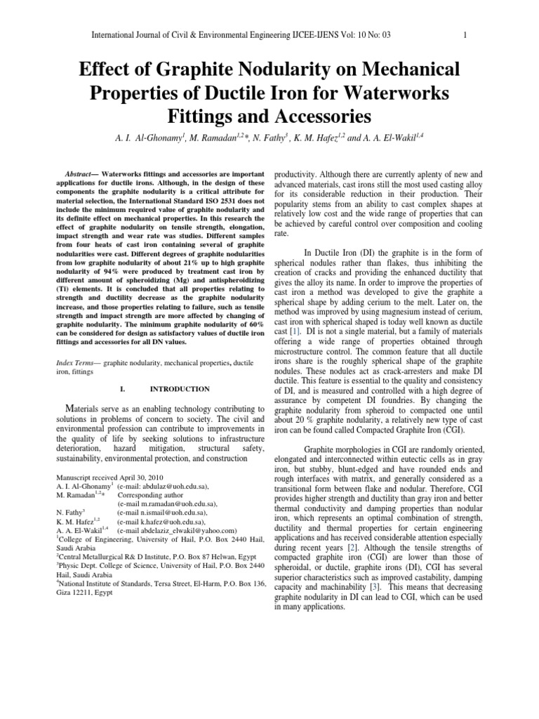 Graphite Nodularity's Impact on Ductile Iron | PDF | Cast Iron ...
