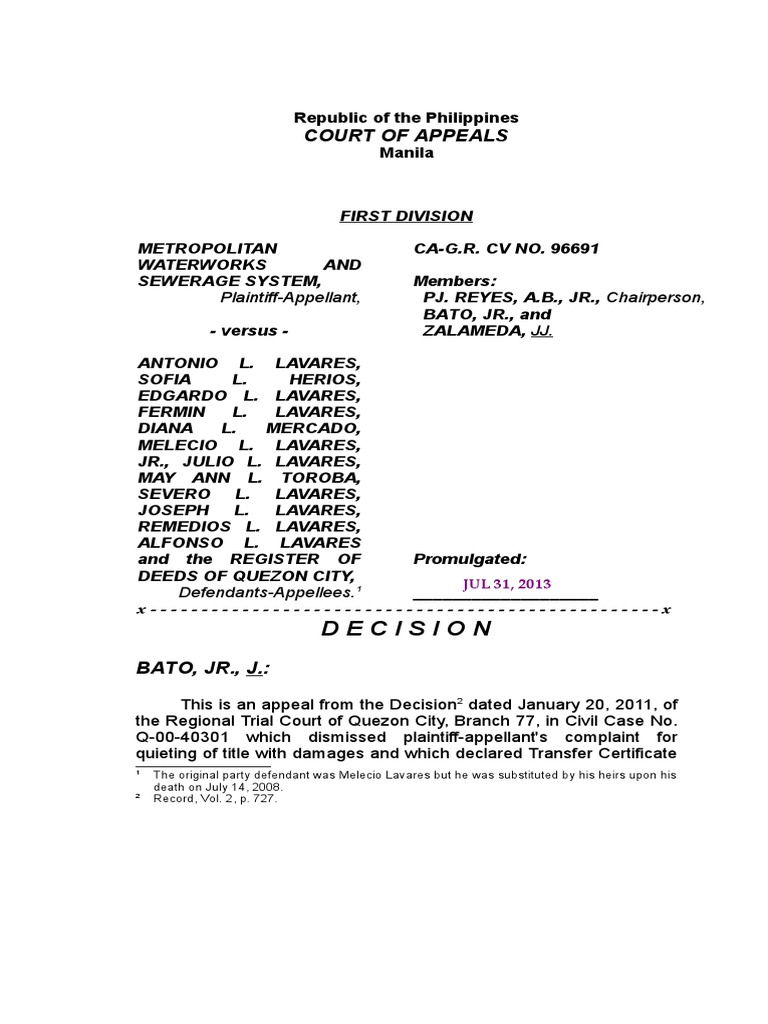 Court of Appeals Decision PDF Title (Property) Judgment (Law)