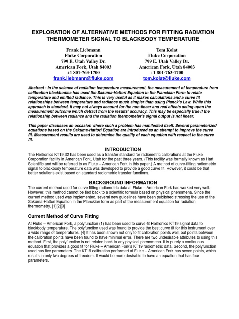 Liebmann Method for Radiation Thermometry | PDF | Thermometer | Sensor